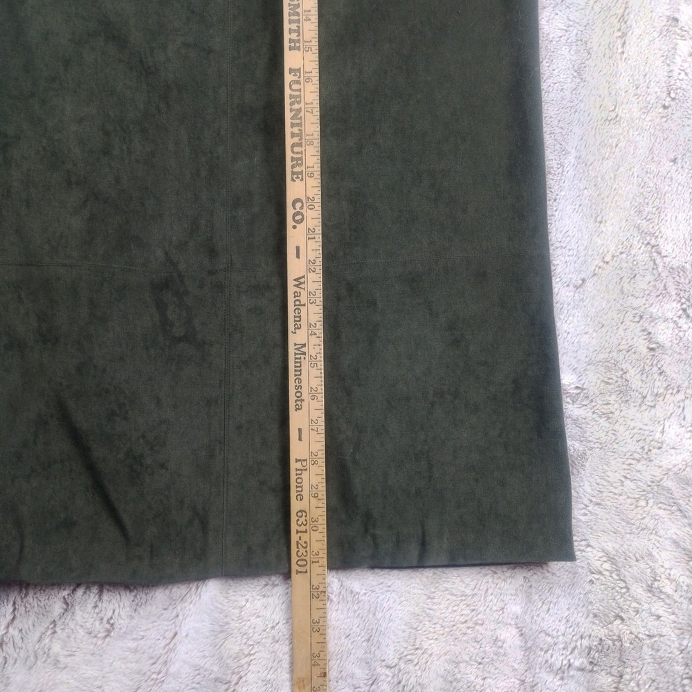 Norton McNaughton Midi Skirt Women's 6 Olive Green Faux Suede Stretch - Picture 8 of 8